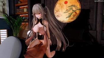 Anchorage Azur Lane Dalam Gaun China, Dijilat Dan Ditiduri Tanpa Ampun