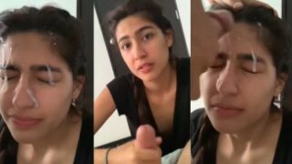 Gadis Desi Cantik Dengan Wajah Penuh Sperma Kental